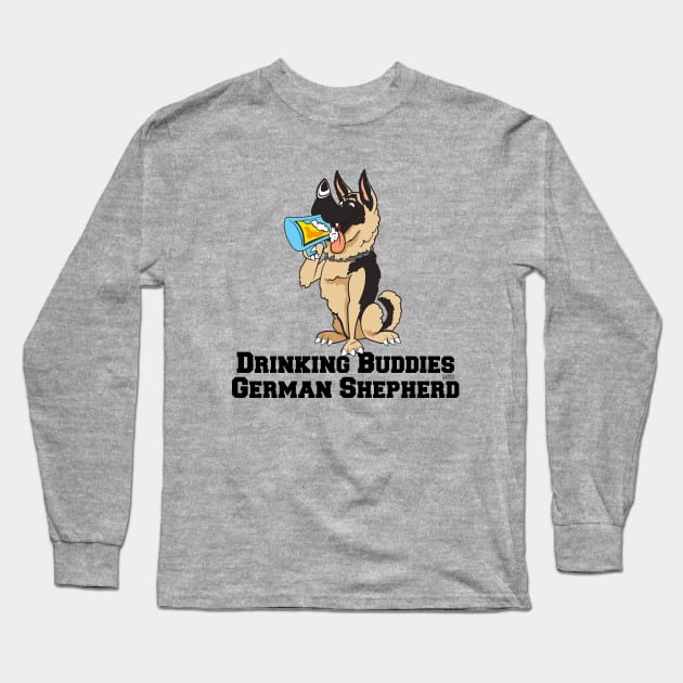 German Shepherd Dog Beer Drinking Buddies Series Cartoon Long Sleeve T-Shirt by SistersRock